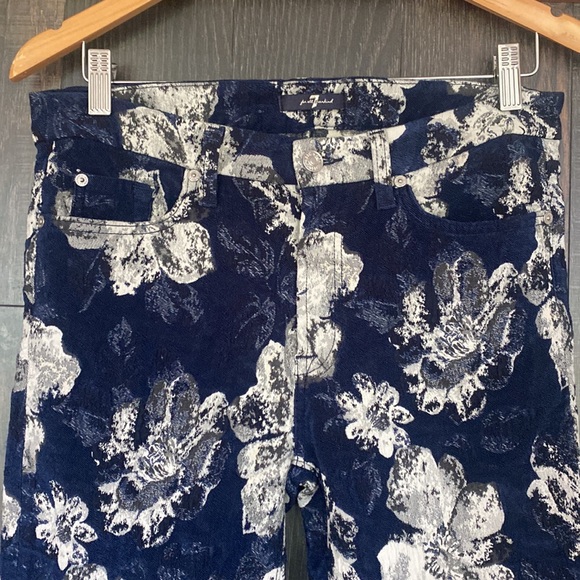 7 For All Mankind Navy Jacquard Ankle Skinny Pants - Picture 4 of 6